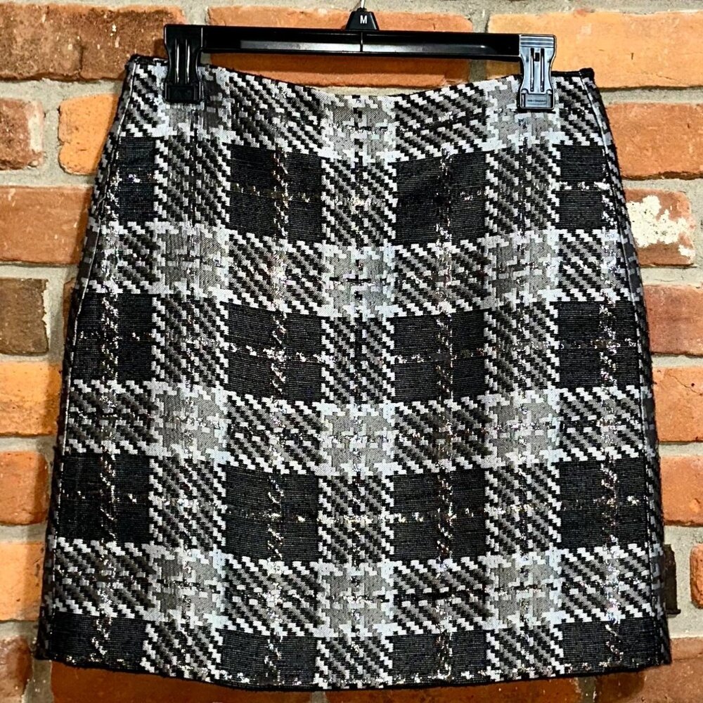 Loft Houndstooth Pencil Skirt With Metallic Thread Size 2